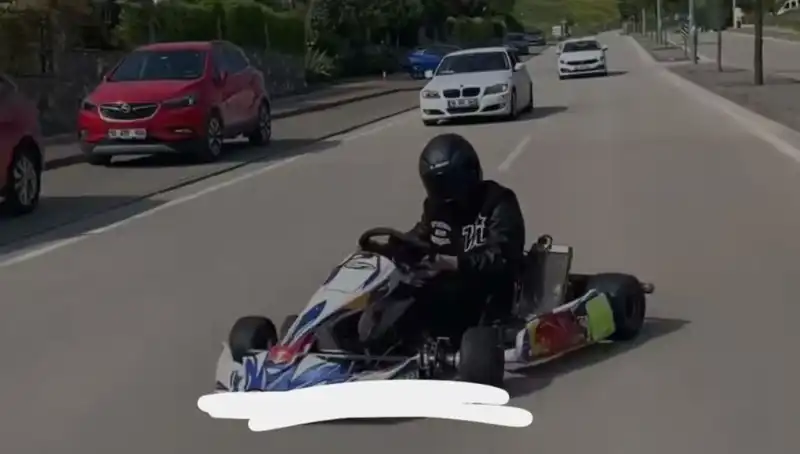 Go-Kart Sürücüsü Tehlikeli Drift ile Sosyal Medyayı Salladı