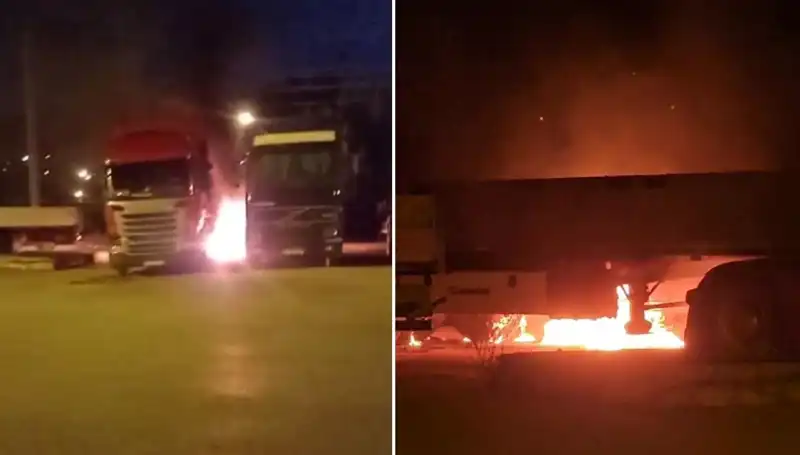 Park Halindeki Tırlara Eş Zamanlı Ateş Açıldı, Olay Şoku Yaşandı